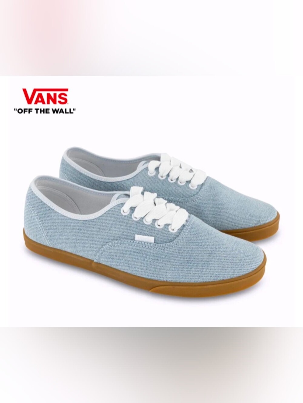 Vans Light Blue Canvas Low-Top Sneakers with Gum Sole